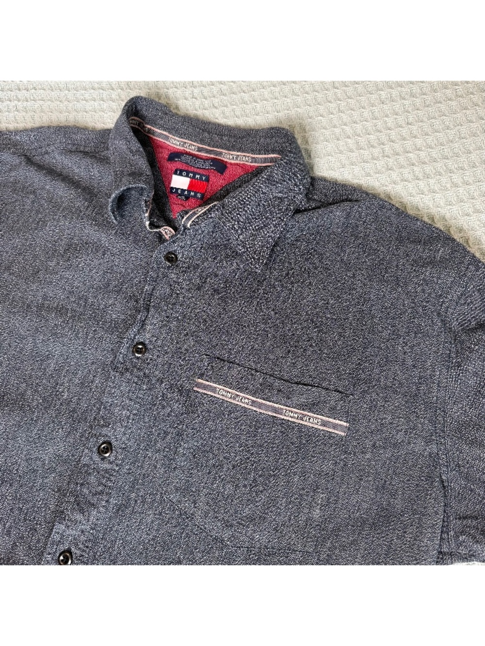 Vintage Y2K Tommy Hilfiger Jeans Button Down Shirt Mens XL Blue 2001 Streetwear